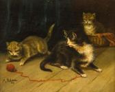 ADAM M,Drei Kätzchen spielen mit dem Wollknäuel,1898,Hargesheimer Kunstauktionen DE 2013-03-23
