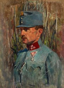 ADAM Richard Benno 1873-1937,BILDNIS EINES SOLDATEN MIT EISERNEM KREUZ UND ORDE,Hampel DE 2012-06-19