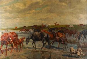 ADAM Richard Benno 1873-1937,Horses watering,1906,Bellmans Fine Art Auctioneers GB 2023-10-10