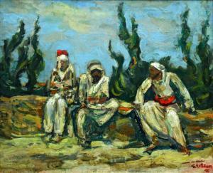 ADAM Shlomo Joseph 1915-1989,Bedouin men resting,1946,Ishtar Arts IL 2017-06-15