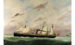 ADAM Ted,Navire mixte sous voile, au large d'une côte.,1876,Boisgirard & Associés 2002-03-17
