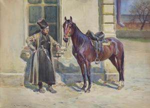 ADAMCZEWSKI Marian, Marius 1800-1900,CIRCASSIAN WITH A HORSE,1914,Agra-Art PL 2019-06-16