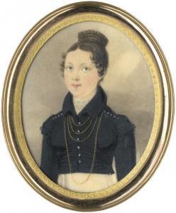 ADAMEK Johann,Bildnis einer jungen Frau in schwarzem Spencer und,1820,Galerie Bassenge 2018-11-29
