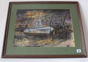 ADAMS Bernard 1884-1965,A warship in dock,Bellmans Fine Art Auctioneers GB 2017-06-20