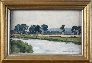 ADAMS Bernard 1884-1965,Near Windsor, riverside landscape with figures rel,Halls GB 2023-10-31