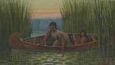 ADAMS Cassily 1843-1921,Indian Mother and Child in a Canoe,Treadway US 2004-09-12