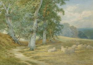 ADAMS Charles James 1859-1931,Herding sheep along a Surrey lane in autumn,Christie's GB 2009-01-27