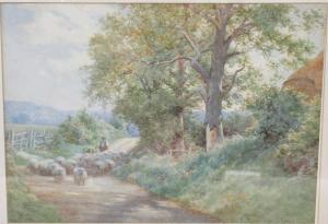 ADAMS Charles James 1859-1931,Sheep on a country path,Cheffins GB 2023-09-07
