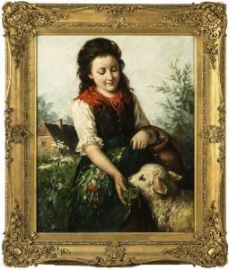 ADAMS D,Young Girl Feeding a Lamb,Mealy's IE 2013-07-30