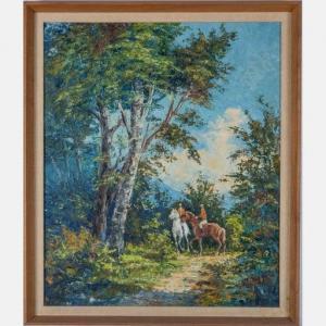 ADAMS Daniel 1912,Forest Scene with Riders,Gray's Auctioneers US 2020-12-02