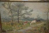 ADAMS Denovan,Landscape with cattle on a country road,Lawrences of Bletchingley GB 2016-09-06