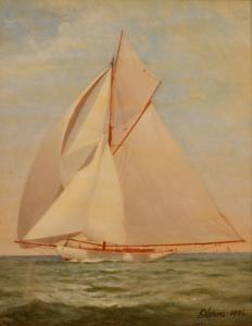 ADAMS Edward 1800-1900,EDWARD ADAMS A J class yacht sailing goose-winged,1904,David Lay 2018-01-25