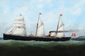 ADAMS Edward 1800-1900,Skibsportræt af dampsejlskibet "Knud",1871,Bruun Rasmussen DK 2016-11-28