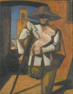 ADAMS Jonathan 1931-2005,Abstract composition, figure wearing a sombrero,Eastbourne GB 2020-11-27