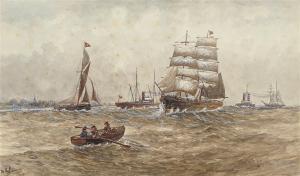 ADAMS M 1800-1800,A square-rigger and other shipping on the river,Christie's GB 2009-11-24