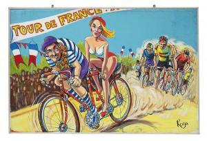 ADAMS Roger,Tour de France a scene with cyclists,Sworders GB 2021-04-13