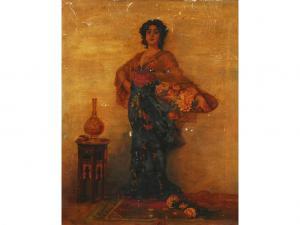 ADAMS V,An Orientalist female holding a tray of cut flowers,Capes Dunn GB 2010-03-09