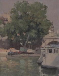 ADAMS W 1900,barges on the Seine, Paris,1895,Burstow and Hewett GB 2017-03-29