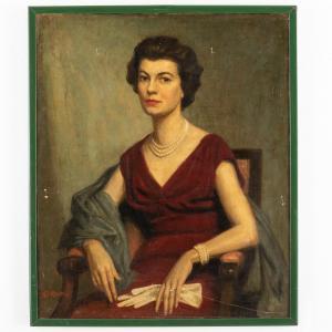 ADAMS William Dacre 1864-1951,Ritratto di signora in abito rosso,Wannenes Art Auctions IT 2023-06-28