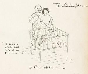 ADDAMS Charles Samuel 1912-1988,Two-headed baby,Swann Galleries US 2022-12-15
