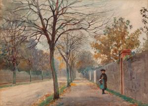 ADDEY Joseph Poole 1855-1922,GIRL WALKING ALONG AVENUE,1897,Ashbey's ZA 2019-09-19
