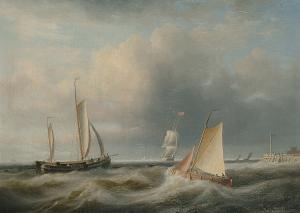 ADDICKS Christiaan Johannes 1871-1962,Fishing smacks in a swell; and boats anchored in,1942,Bonhams 2005-10-11