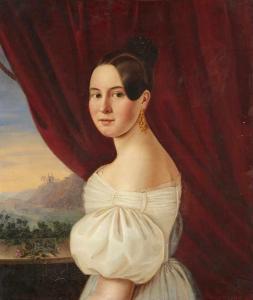 Adeline Jaeger 1809-1897,Bildnis einer Dame vor Weinbergen,1836,Lempertz DE 2018-09-19