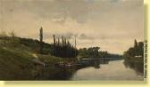 ADELSWARD Gustave 1843-1895,Péniches dans un paysage fluvial,Horta BE 2009-01-12