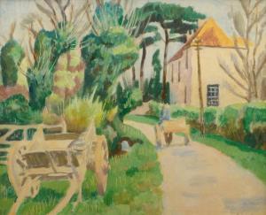 ADENEY William Bernard,French country lane with a cart and farm buildings,Rosebery's 2019-06-11