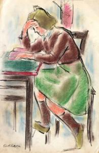 ADLEN Michel 1898-1980,Reading Girl,Montefiore IL 2018-03-20