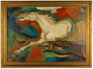 ADLER Eliahu 1912,Painting of Two Horses,Cottone US 2019-05-18
