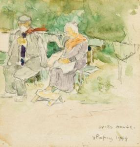 ADLER Jules,Deux personnages sur un banc,1944,Artcurial | Briest - Poulain - F. Tajan 2012-02-01