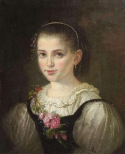 ADLER Moritz 1826-1902,Portrait of a young girl.  She is wearing a silk d,Nagel DE 2011-02-23