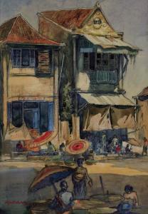 ADOLFS Gerard Pieter, Ger 1897-1968,Town Scene,Borobudur ID 2009-05-01