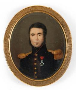 ADOLPHE EDGARD 1815-1830,Portrait d'homme en uniforme bleu à épaulette,1830,Pierre Bergé & Associés 2017-11-07