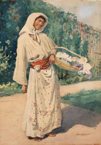 Aesher Hans 1866-1947,Flower Girl,Artmark RO 2024-01-31