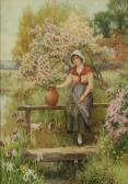 AFFLECK William 1869-1943,Young Girl in a SpringCountryside,Trinity Fine Arts, LLC US 2008-12-16