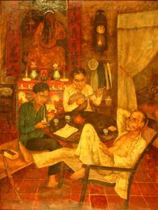 AGERBEEK Ernst Ch. L 1800-1900,Interieur met 3 Chinezen,1927,Vendu Notarishuis NL 2007-05-08