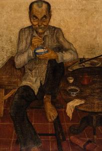 AGERBEEK Ernst Ch. L 1800-1900,Old Man Eating,1927,Larasati ID 2016-04-23
