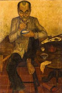 Agerbeek Ernst 1903-1946,Chinese man eating rice, in a room with a teapot a,1927,Zeeuws 2016-12-07
