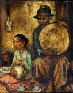 Agerbeek Ernst 1903-1946,Street Musicians,1919,Borobudur ID 2011-05-22