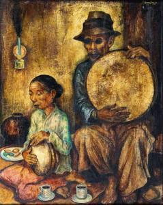 Agerbeek Ernst 1903-1946,Street Musicians,1919,Borobudur ID 2013-08-04