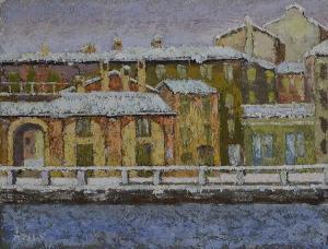 AGLIATI Arnaldo 1932-2010,Case sul Naviglio,1999,D'Ambrosio Galleria IT 2019-10-26