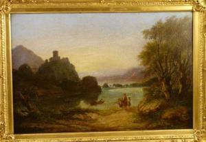 AGLIO Agostino 1842-1885,Italian Landscape with Figures by a Lake,Sworders GB 2011-07-13