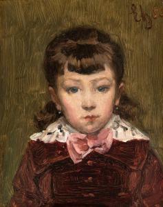 AGNEESSENS Edouard 1842-1885,Girl in Red Dress,1880,De Vuyst BE 2023-05-20
