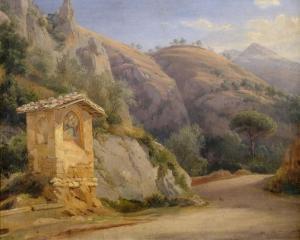 AGRICOLA Eduard 1800-1874,Italienische Landschaft mit einem Marterl am Wegrand,Nagel DE 2018-10-10