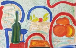 AGUDELO Abiezer 1964,Still LIfe with Wine and Fruit,2004,Ro Gallery US 2023-09-08