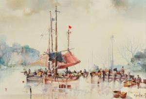 AGUILAR AGON Jorge 1936,THE MARKET ON THE WATER,Ross's Auctioneers and values IE 2024-04-17