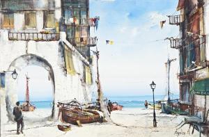 AGUILAY A 1900-1900,A Spanish coastal village,Bellmans Fine Art Auctioneers GB 2021-04-21