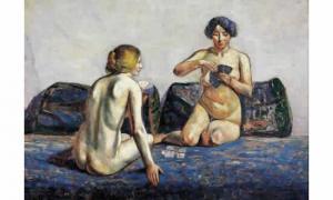 AGUTTE Georgette 1867-1922,Femmes nues jouant aux cartes,Couturier de nicolay FR 2000-06-21